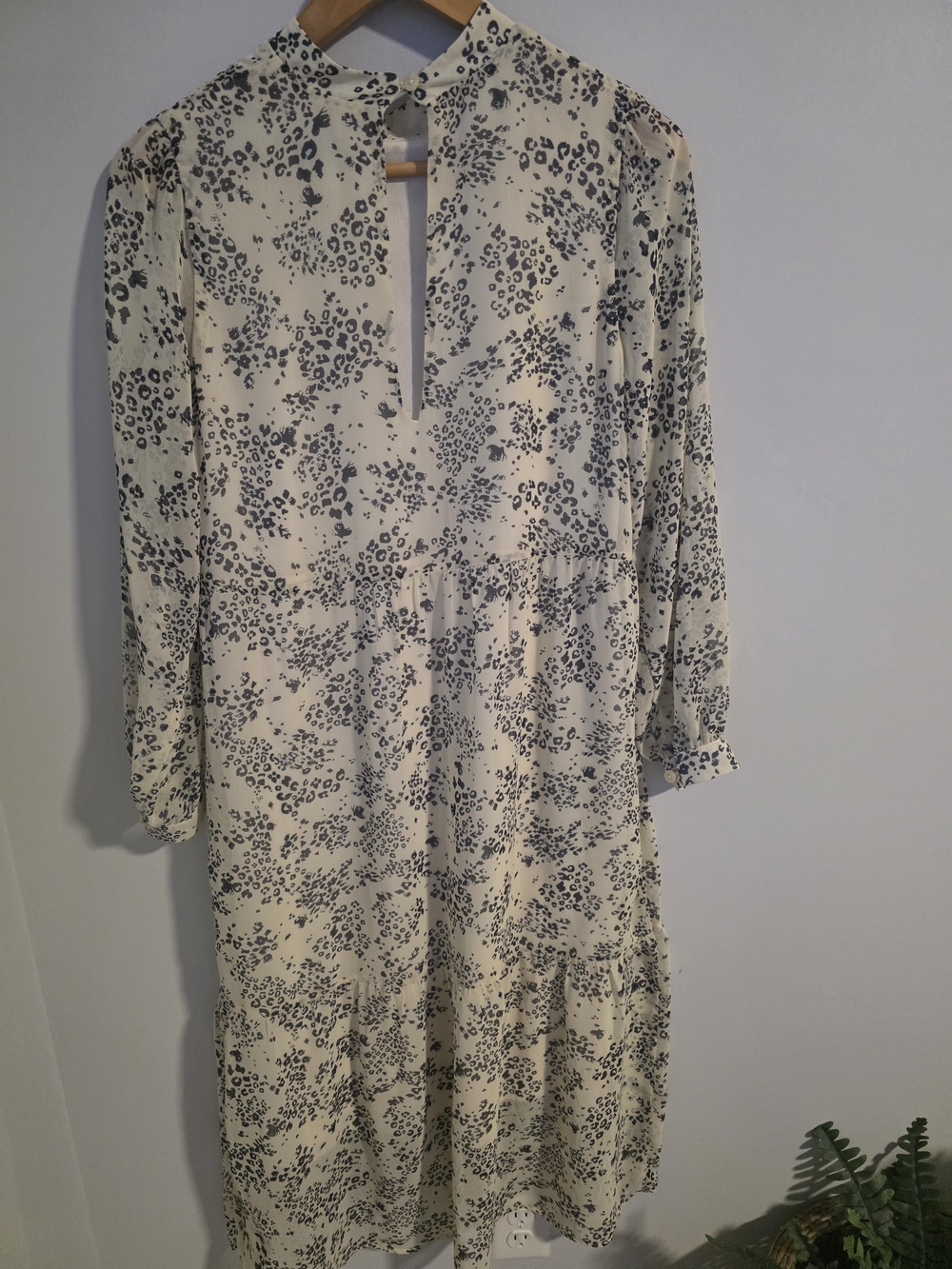 Park & Fith Maxi Dress XS Cream Print Long Sleeve Tiered Boho Dress - Picture 7 of 9